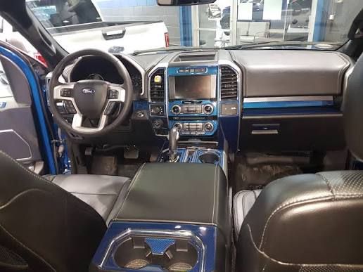 ford f150 custom dashboard panel upgrade installed in clean cabin