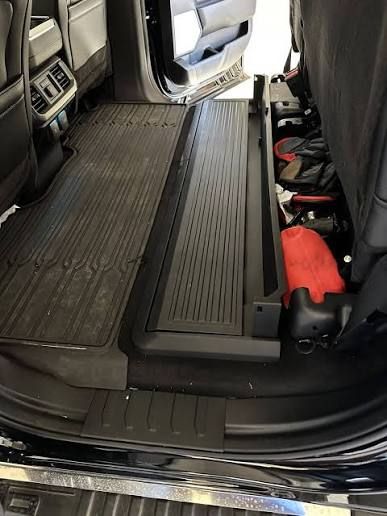 Heavy duty steel ford f150 underseat gun safe vault installed under the rear seat
