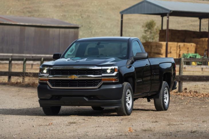 Chevy Silverado truck chassis parked outdoors ready for maintenance