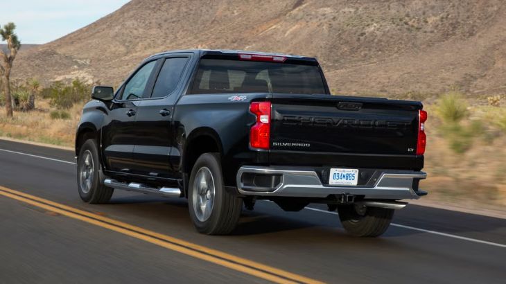 Chevy Silverado accelerating on highway