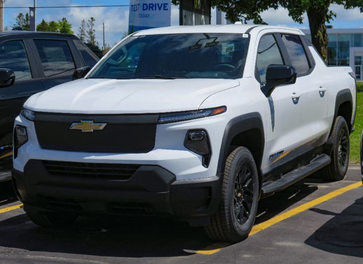 Chevy Silverado EV driving on highway