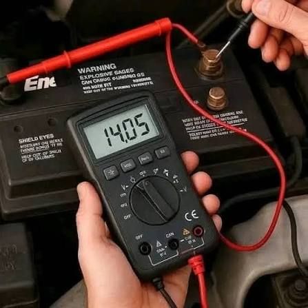 Testing Honda CRV alternator output using a digital multimeter under the hood