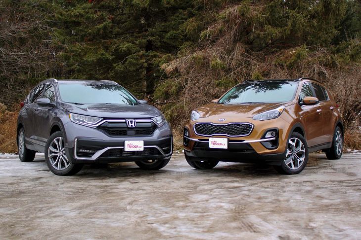Honda CR-V vs Kia Sportage front profile comparison