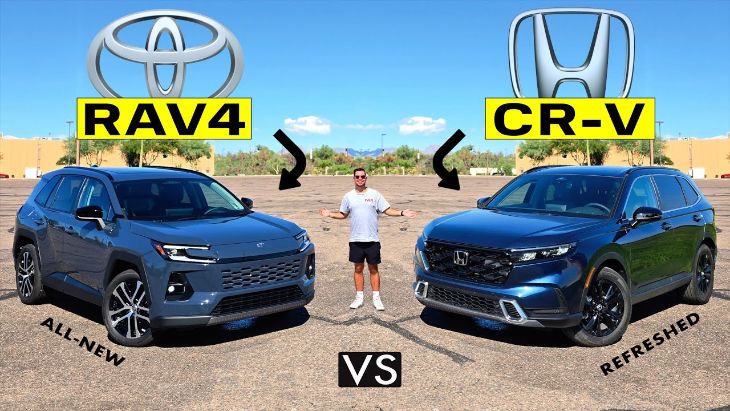 Honda CR-V vs Toyota RAV4 Head to Head SUV Comparison on the road