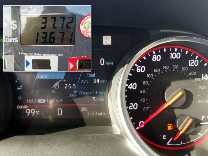 2018 Toyota Camry fuel tank capacity diagram
