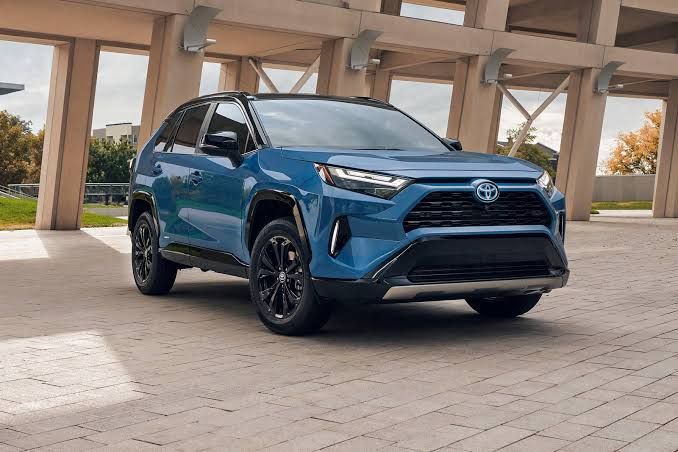 Toyota RAV4 Hybrid XLE Premium undergoing routine garage inspection
