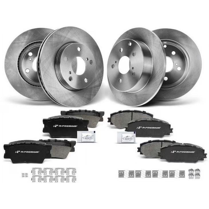 Under chassis overview of Toyota RAV4 struts and suspension assembly