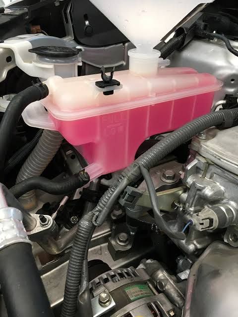 Toyota RAV4 coolant and engine bay components