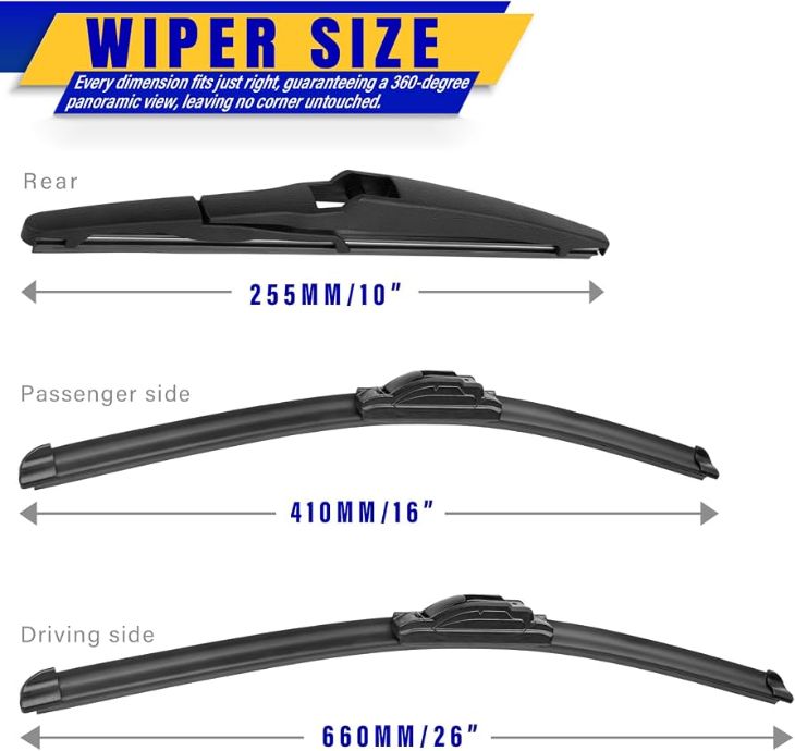 Toyota RAV4 windshield wipers size comparison